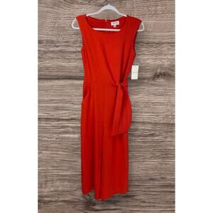 Tahari Arthur S. Levine Women's Red Crewneck Sleeveless Side Tie Jumpsuit Size 2